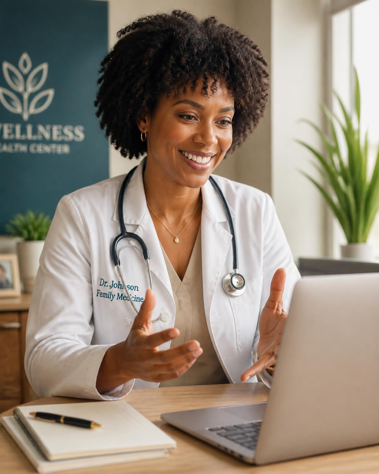 Clinician leading a virtual wellness consultation